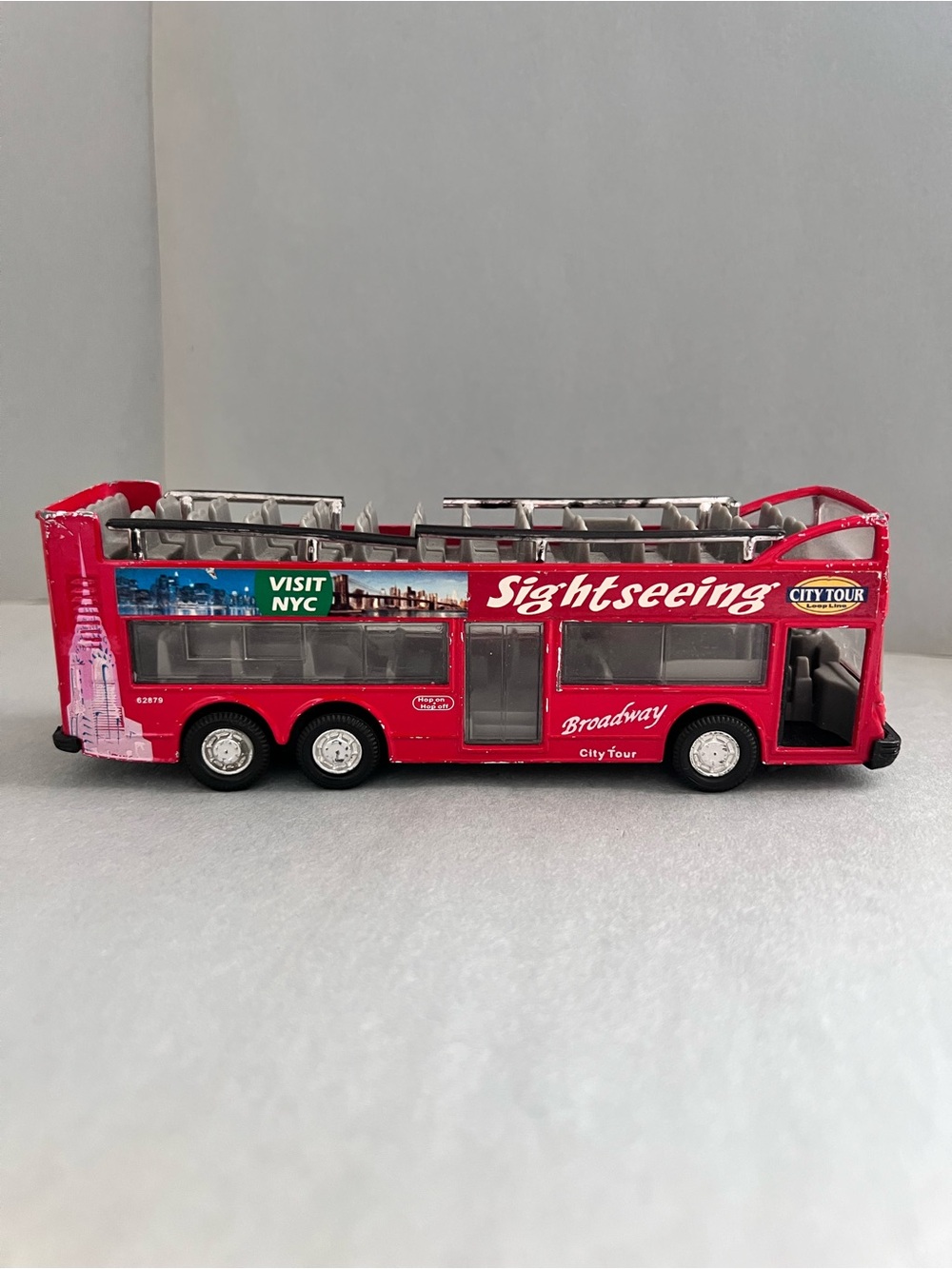 6" New York city double decker sightseeing tour bus diecast car model